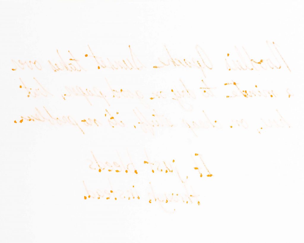Noodler's Apache Sunset Sample on cheap paper, bleed through
