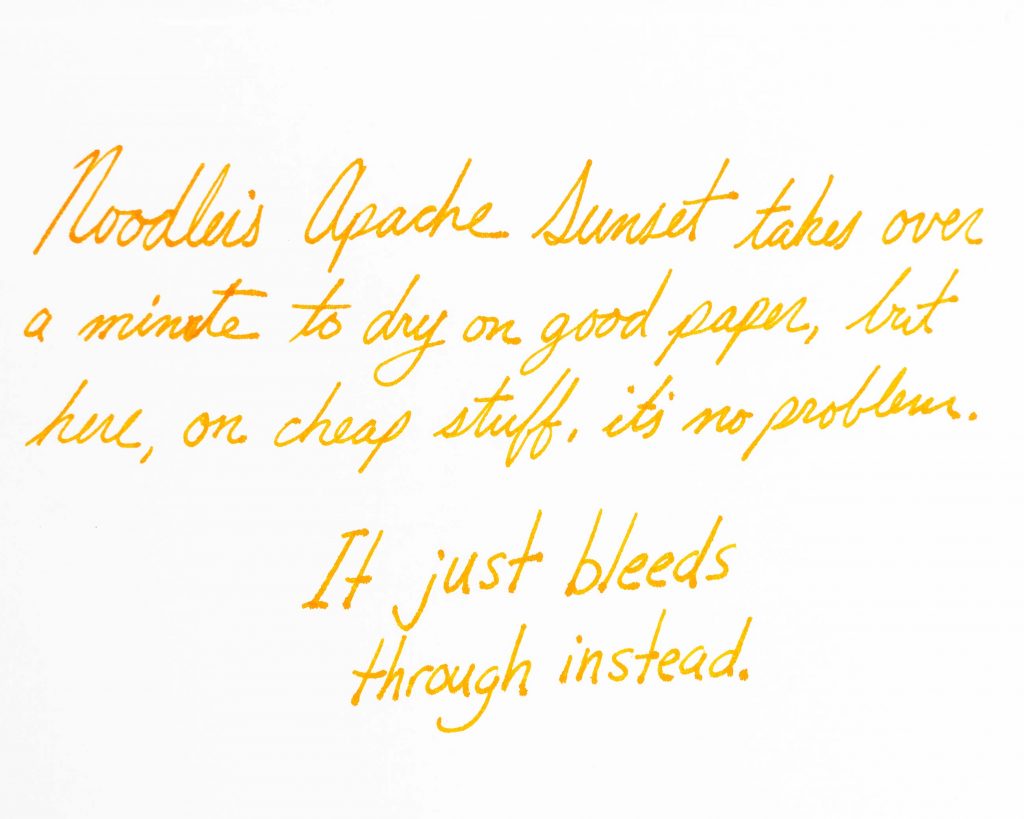 Noodler's Apache Sunset Sample on cheap paper