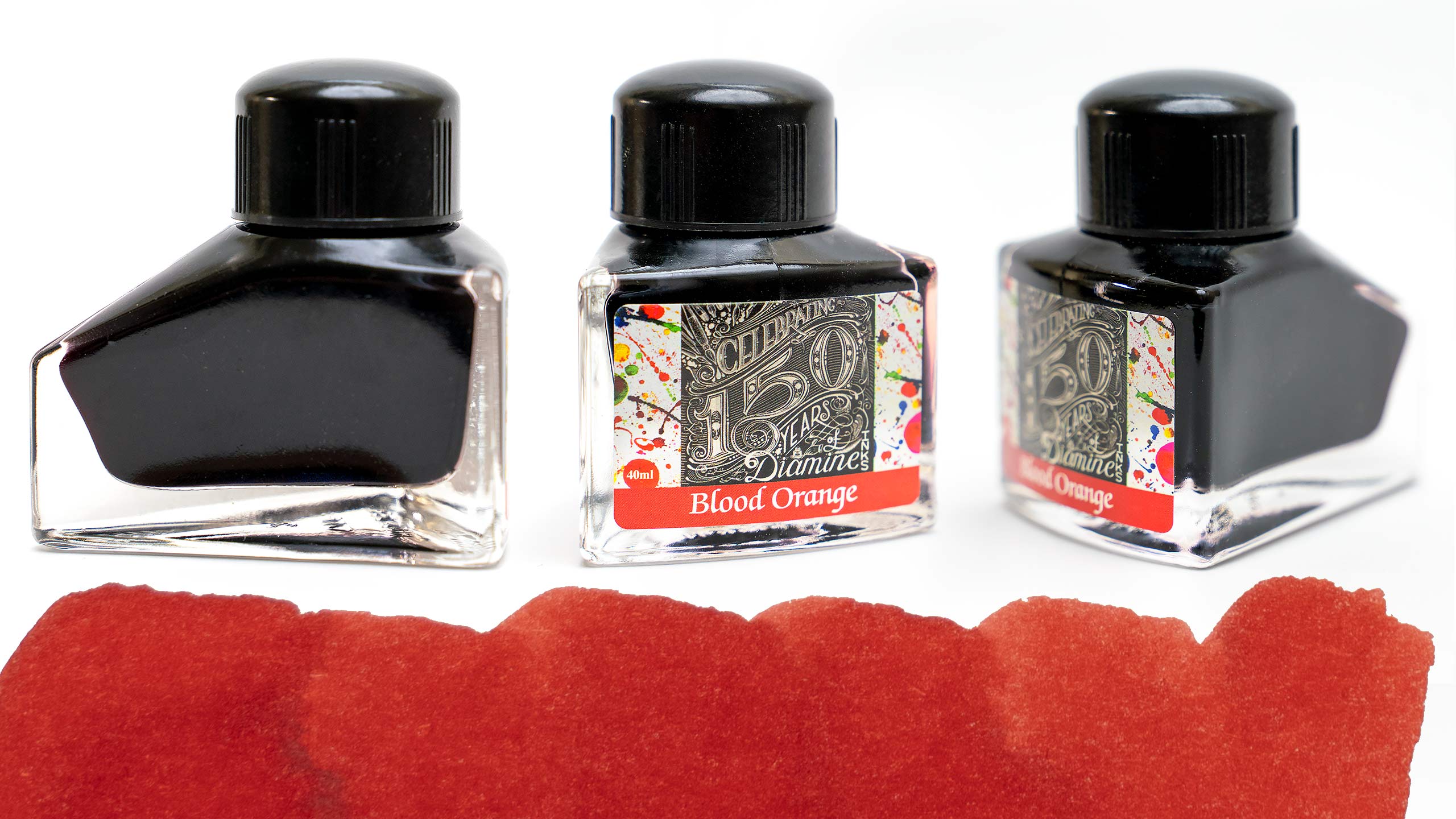 Diamine Blood Orange Bottle and Ink Color Example