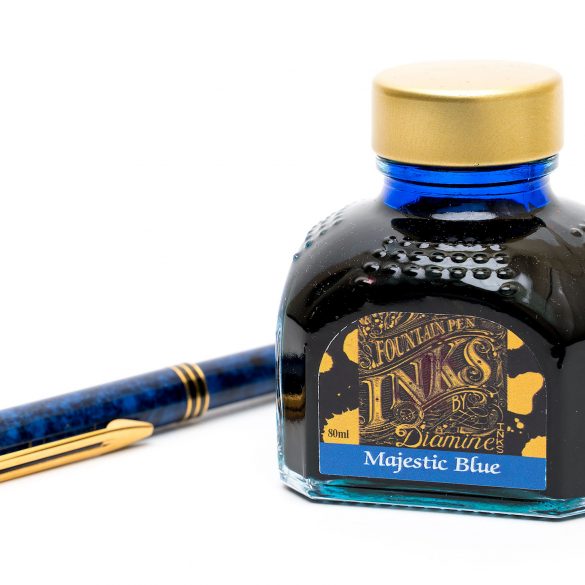 Diamine Majestic Blue Bottle and Pen