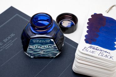 Waterman Blue-Black Ink bottle and swatch for review