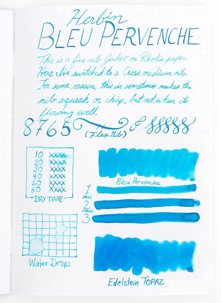 Herbin Bleu Pervenche ink review sheet
