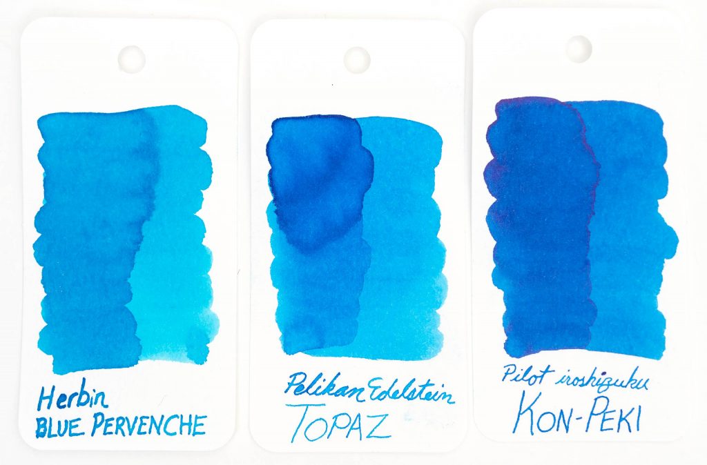 Herbin Bleu Pervenche ink swatch comparison