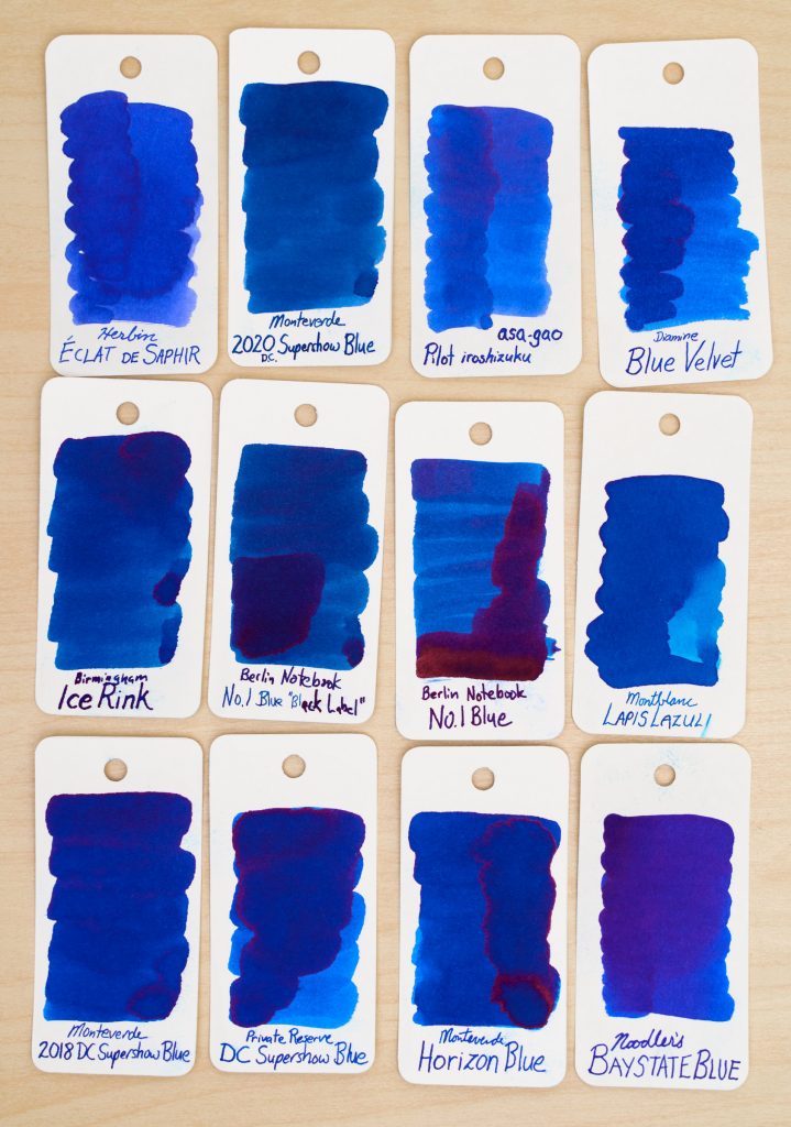 Berlin Notebook Blue Ink compared to other swatches