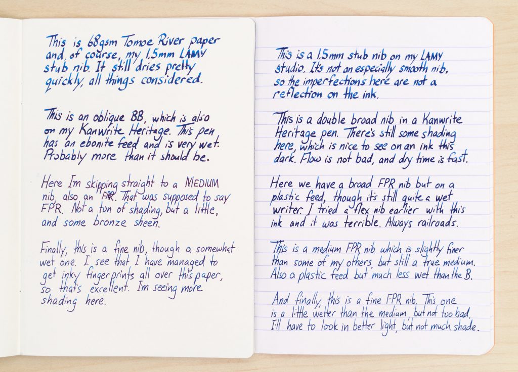 Berlin Notebook Blue "Black Label" Writing Sample