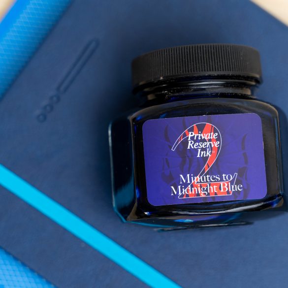 Private Reserve "2 Minutes to Midnight Blue" ink bottle front