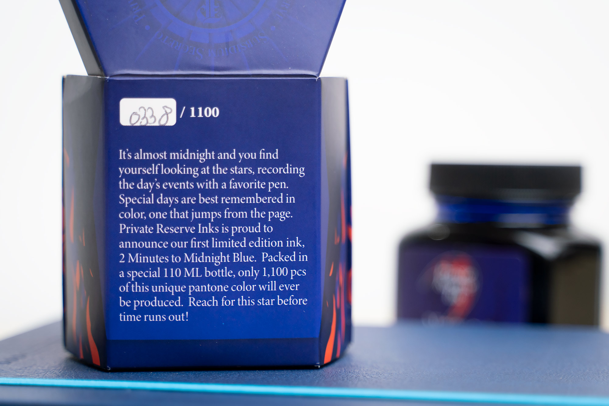 Private Reserve "2 Minutes to Midnight Blue" ink box back