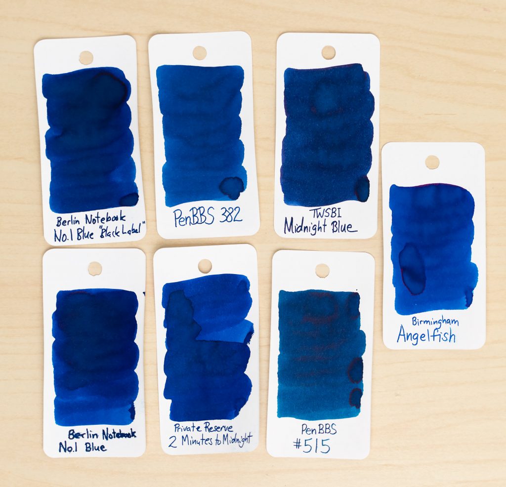 Private Reserve "2 Minutes to Midnight Blue" Ink swatch comparison